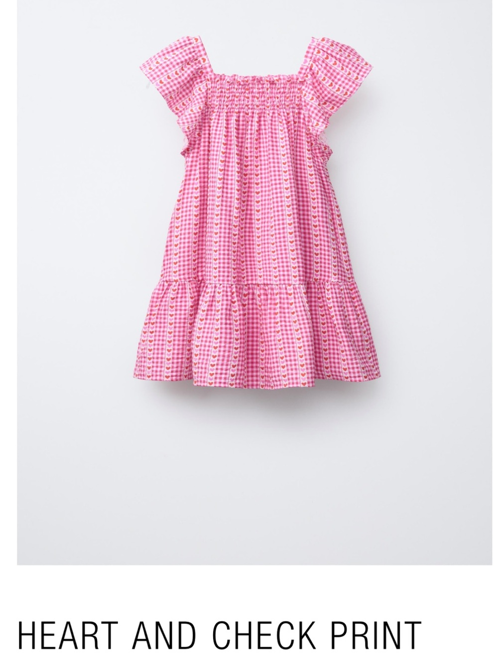 Zara Kids Heart & Check Print Dress